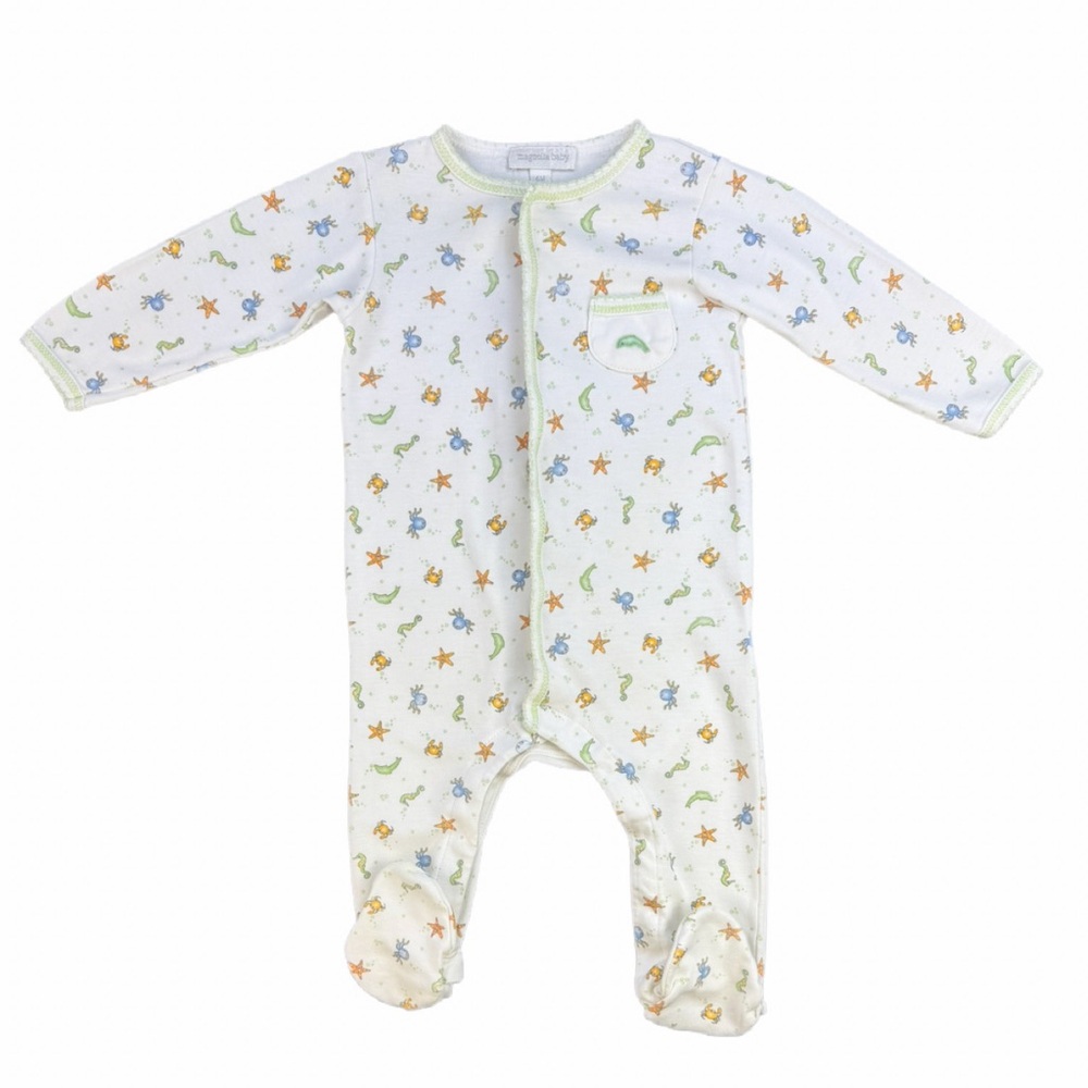 MAGNOLIA BABY Pima Cotton Sea Animal Print Footie- 6 Months